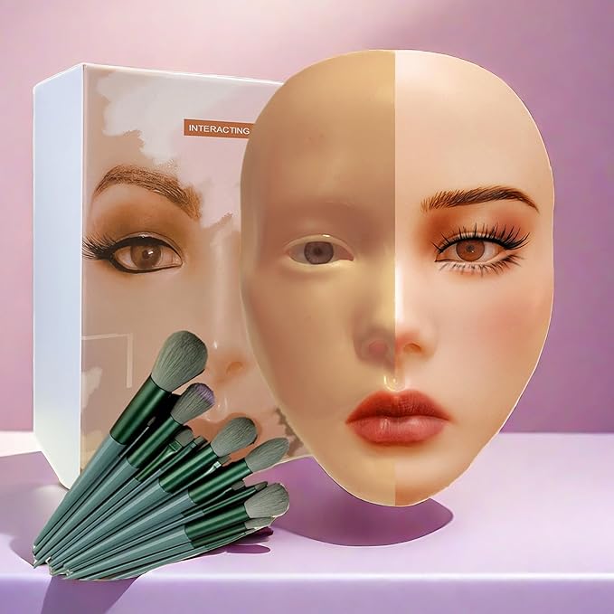 3D Makeup Practice Face, XIJIEMAO Mannequin Head For Makeup, Reusable Silicone Full Makeup Mannequin Head With Stand And Brush Set, Eye Shadow Makeup Face Board, Emerging Makeup Artist, Girl'S Gift-Velvo Beauty