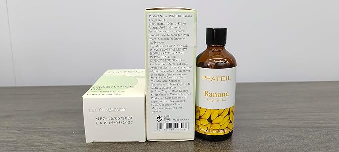 PHATOIL 3.38FL.OZ Banana Fragrance Oils for Aromatherapy, Essential Oils for Diffusers for Home, Perfect for Diffuser, Yoga, Skin Care, DIY Candle and Soap Making - 100ml