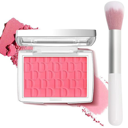 Cherry Blush Powder Blush for Cheeks with Brush, Matte Blush Palette Blush Powder Face Blusher, Natural Blendable Formula Silky Lightweight Makeup Blush Rubores de Maquillaje, 015#-Velvo Beauty