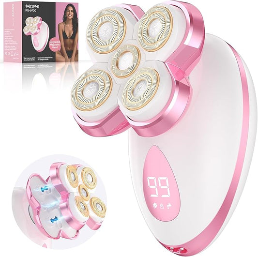 Electric Razors for Women - Upgraded Magnetic Electric Shaver for Women, Cordless Painless Hair Remover for Legs Bikini Face, Lady Trimmer for Sensitive Skin, Detachable and Waterproof, Pink-Velvo Beauty