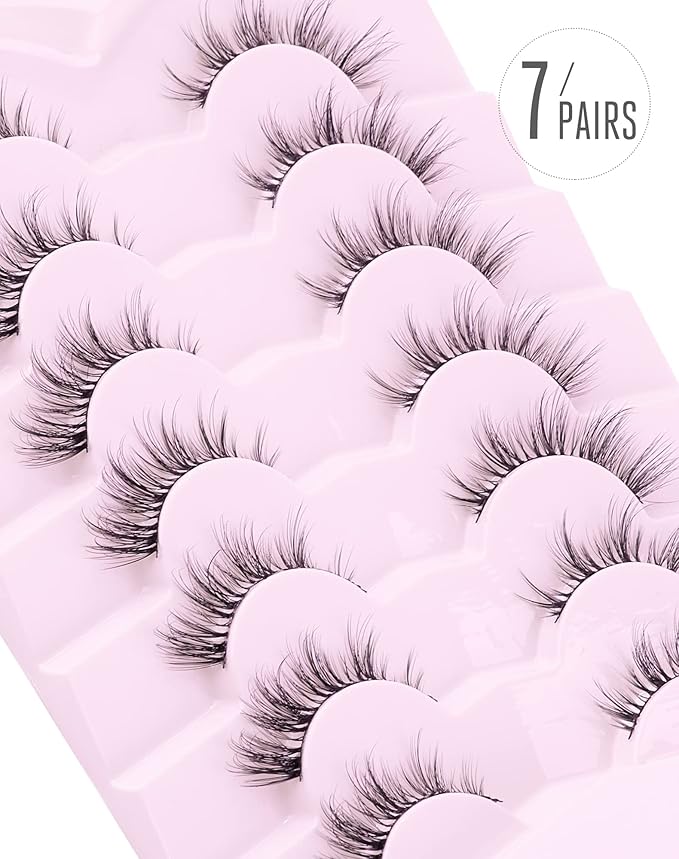 Onlyall Cat Eye Lashes Natural Lashes False Eyelashes Fox Eye Lashes False Lashes 7 Pairs D5-Velvo Beauty