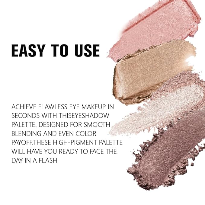 evpct Eyeshadow Quad Palette, Rose Gold Bronze Nude Pink Mink Mauve Glitter Shimmer Metallic Matte High Pigment Mini Eye Shadow Palette Makeup for older Women, Smudge Proof Vegan Cruelty-free Decadent-Velvo Beauty