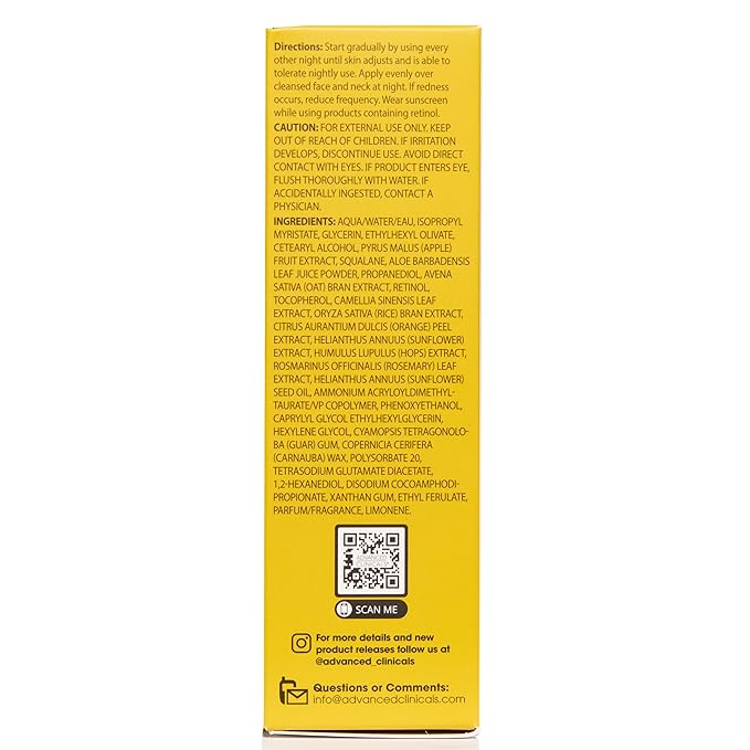 Advanced Clinicals Retinol Serum For Face | Visible Anti Aging Retinol Serum Skin Care Face Moisturizer With Vitamin E Helps Improve Look Of Wrinkles, Fine Lines, & Uneven Skin Tone, 1.75 Fl Oz-Velvo Beauty