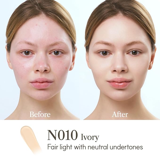 THE FACE SHOP Ink Lasting Liquid Foundation, Full Coverage, 72‑Hour Wear Semi‑Matte Finish, Makeup with Bakuchiol, C010 Fair Cool, 0.84 Fl. Oz.-Velvo Beauty