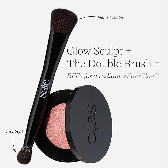 Saie Glow Sculpt Multi-Use Highlighter + Cream Blush - Lightweight with Hyaluronic Acid + Micropearl for Radiant, Glowing Skin - Bronzeglow (.02 oz)-Velvo Beauty