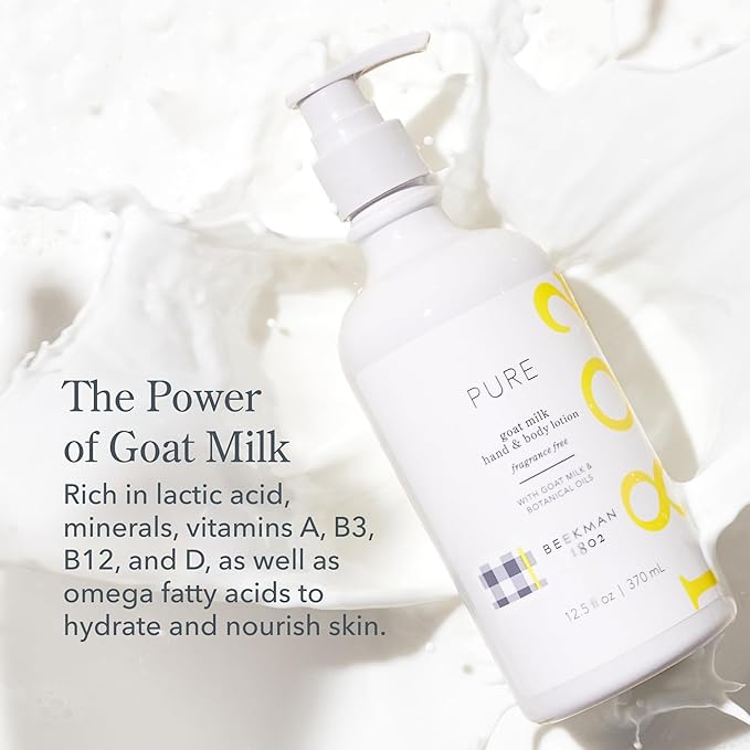 Beekman 1802 Goat Milk Lotion - Hydrates, & Softens Dry Skin, Body and Hand Lotion - With Shea Butter & Jojoba Oil - Lightweight, Non-Greasy, Cruelty-Free-Velvo Beauty