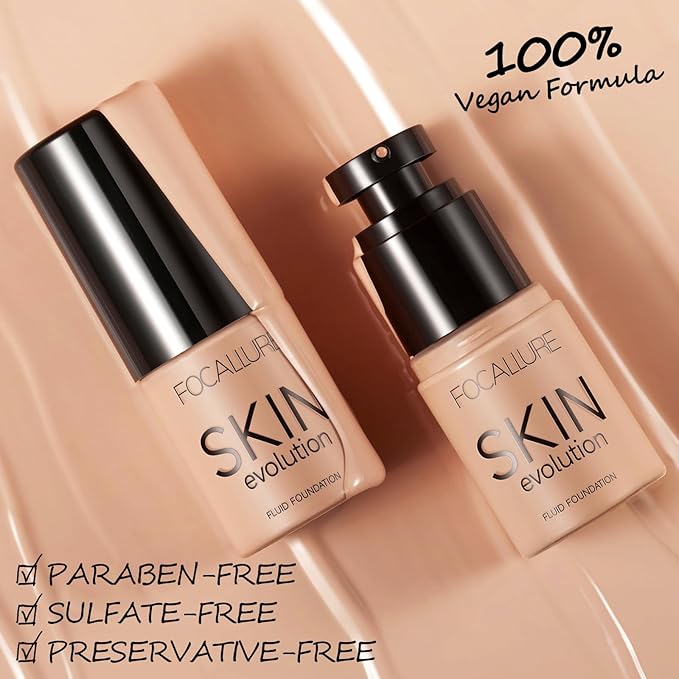 FOCALLURE 2 Pcs Liquid Foundation, Skin Evolution Foundation + Concealer, Full Coverage Foundation Makeup, Durable, Waterproof, Oil-Control, Hides Wrinkles & Lines, Natural-Velvo Beauty