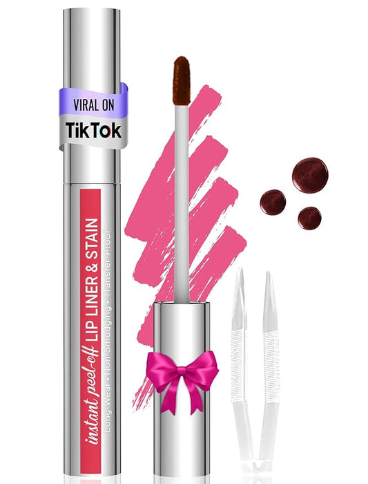 Lip Stain - Lip Liner Stain, Long Lasting Peel Off Lip Stain, Natural Peel Off Lip Liner Stain with Tweezer, Easy to Use, Waterproof, Smudge-proof, Transfer-proof, Rose-Velvo Beauty