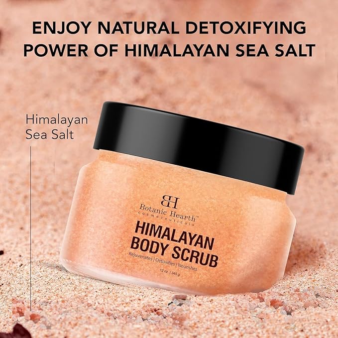 Botanic Hearth Himalayan Salt Body Scrub With Lychee Oil, Exfoliating Body Scrub Act As Body Exfoliator & Helps With Moisturizing Skin, Acne, Cellulite, Dead Skin Scars, Wrinkles 12 Oz-Velvo Beauty