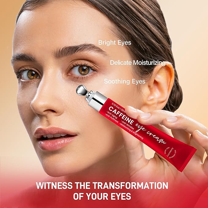 Caffeine Eye Cream Anti Aging: Eye Cream With Retinol, Sodium Hyaluronate, Vitamin E, For Dark Circles, Wrinkles, Puffiness & Fine Lines - Advanced Metal Applicator For Under Eye Bags And Puffy Eyes-Velvo Beauty