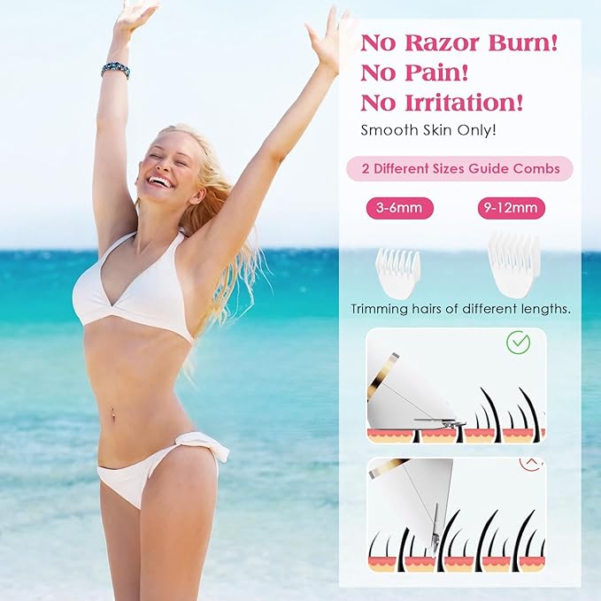 Bikini Trimmer for Women - 5 in 1 Electric Razors for Ladys Pubic Facial Nose Body Leg Hair Removal, Waterproof Electric Shaver for Women Private Area Sensitive Skin, Personal Hair Trimmer-Velvo Beauty