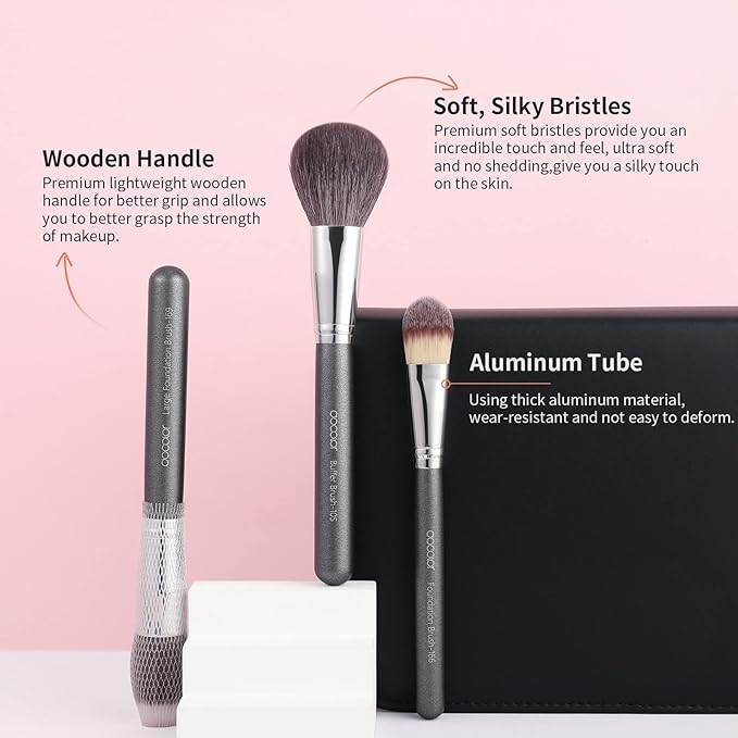 Docolor Professional Makeup Brush Set 29Pcs Makeup Brushes Valentines Day Gifts Premium Goat Synthetic Fiber Foundation Face Powder Blush Concealer Eyeshadows Make Up Brushes with PU Leather Case-Velvo Beauty