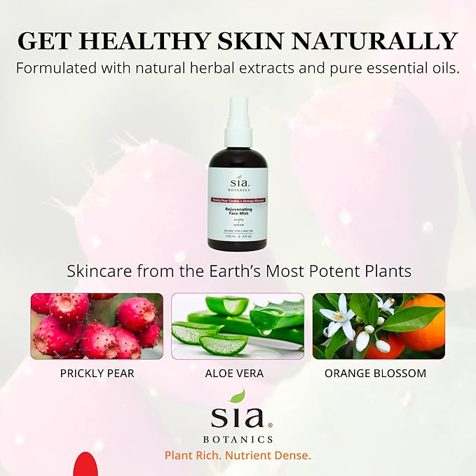 Rejuvenating Face Toner Mist (118ml/4oz Bottle) | Facial Treatment w/Prickly Pear, Aloe Vera, Orange Blossom | Natural, Clean, Botanical Skincare for Women-Velvo Beauty