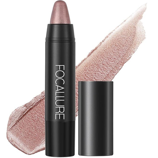 FOCALLURE Ultra Chic Metallic Lipstick,Rich Vitamin E Lip Crayon,Lightweight Shinning Color without Drying or Fading,Long Lasting Lips Makeup,#27 Champagne-Velvo Beauty