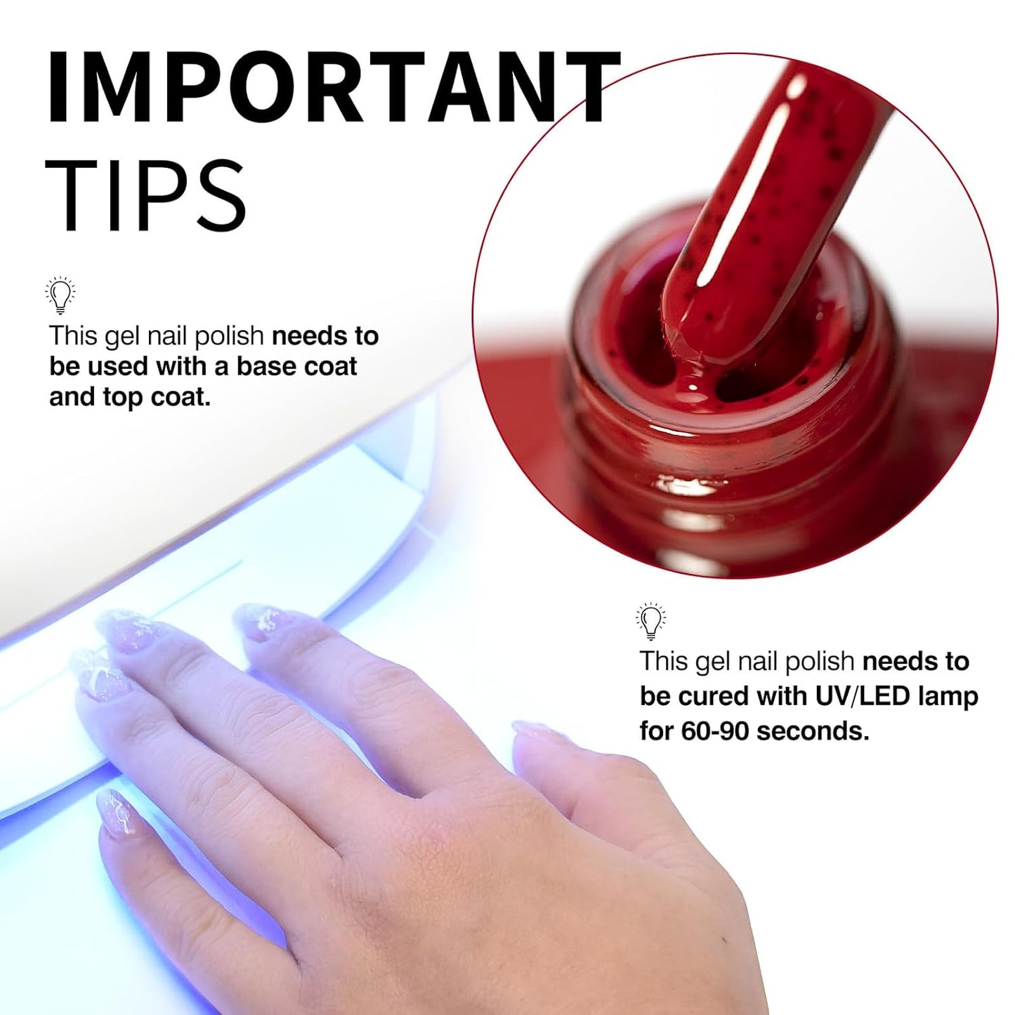 CANNI Wine Red Glitter Gel Polish – 9ML Sparkly Soak-Off UV/LED Gel Nail Polish for French Manicure, DIY or Salon Use-Velvo Beauty