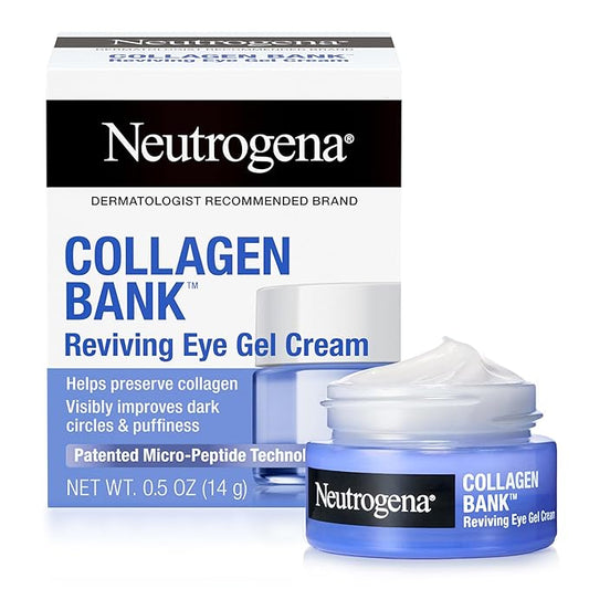NEUTROGENA Collagen Bank Reviving Eye Cream, Under Eye Cream, Helps Preserve Collagen, Visibly Improves Dark Circles, Puffiness, Fine Lines, Texture, Fragrance Free, with Peptides 0.5 oz-Velvo Beauty