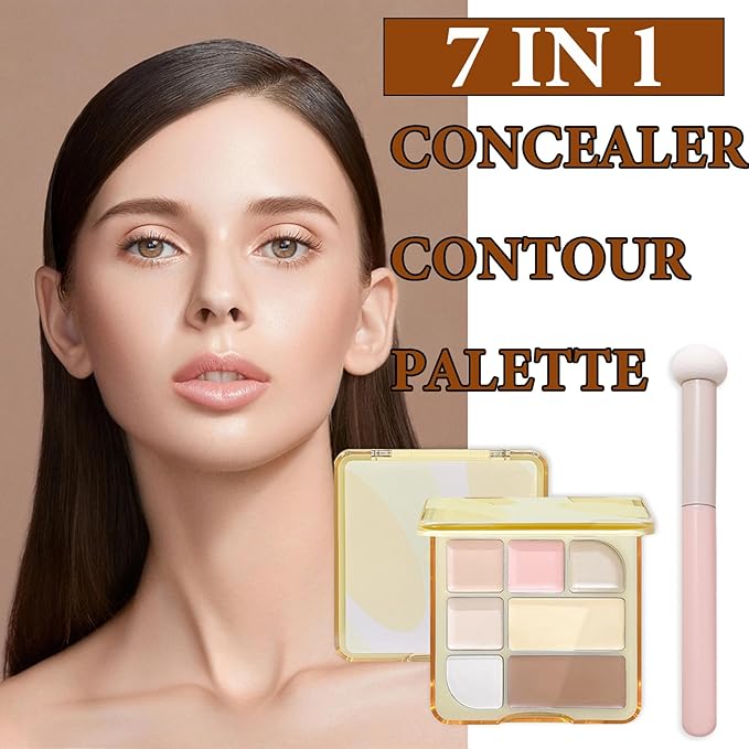 Soft Correcting Concealer Contour Palette,Concealer Cream Contour Makeup Palette,Contouring Foundation Highlighting Makeup Kit with Brush-Velvo Beauty