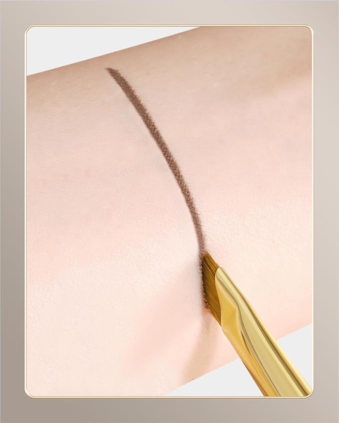 Desert Oak Series Angled Eyeliner Brush - Ultra-Fine Nylon Bristles for Razor-Sharp Gel/Liquid/Powder Lines, Anti-Smudge Design, Ebana Handle & Brass Ferrule (CM 180)-Velvo Beauty