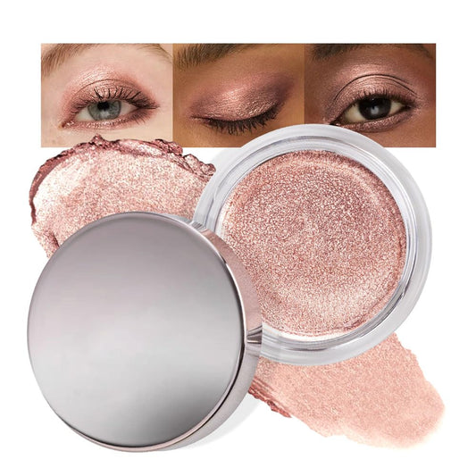 Glitter Shimmer Metallic Cream Eyeshadow Palette Makeup, Rose Gold Natural Single Mini Instant Holographic Eyeshadow For Women, Sombras Crema Para Ojos, Talc, Paraben & Cruelty Free-Velvo Beauty