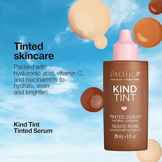 Pacifica Beauty Kind Tint Tinted Serum, Skincare, Vegan Collagen, Hyaluronic Acid, Vitamin C, Niacinamide, Caffeine, Hydrating, Lightweight Foundation, Natural Dewy Skin, Shade 24, 1 fl oz (1 Count)-Velvo Beauty