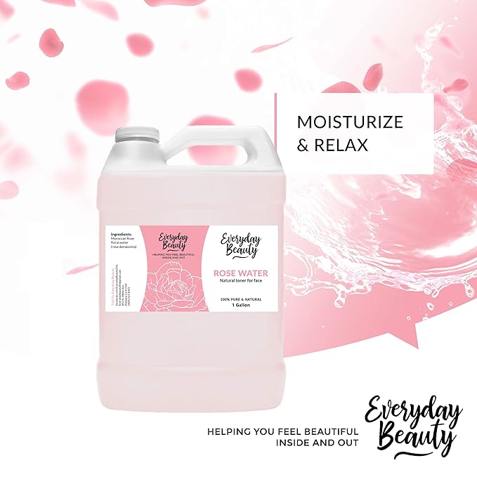 Rose Water Facial Toner Bulk - 1 Gallon Alcohol-Free Vegan All Natural Refreshing for Face and Hair - Uplifts, Calming & Soothing for All Skin Types-Velvo Beauty