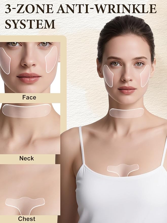 Reusable Neck Wrinkle Silicone Patches - Skin Firming Lifting Moisturizing for Women, Smile Line Facial Chest Forehead Anti-Wrinkle Patches Anti-Aging Facial Masks for Skin Lines Removal (16Pcs)-Velvo Beauty