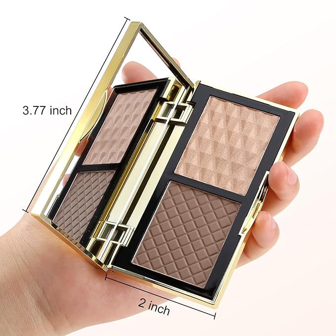 Boobeen 2 in 1 Contour Makeup Palette Highlighter Face Bronzer and Shimmer Contour Palette Makeup Kit, Sculpting Contouring Powder Palette Blendable-Velvo Beauty