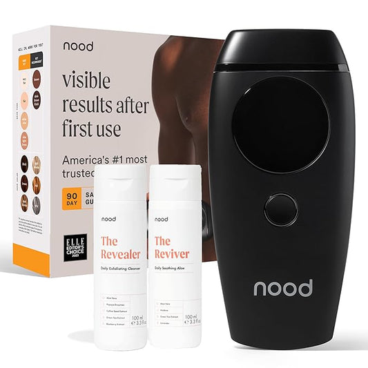 NEW Nood™ Flasher 2.0 Kit — IPL Laser Hair Removal Device for Women & Men — Pain-free & Permanent, Visible Results After First Use & Works Everywhere — Pre & Post IPL Treatment Included — Matte Black-Velvo Beauty
