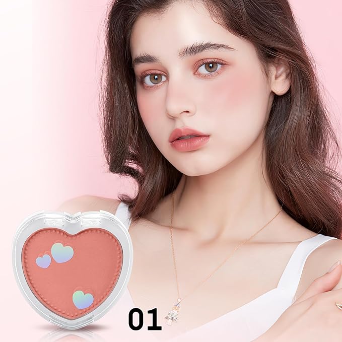 Boobeen Powder Blush Matte Pressed Blush Palette, Highly Pigmented Cream Pink Blusher for Cheeks, Blusher Compact Powder Makeup Lightweight Easily Blends, Single Color Rouge Powder-Velvo Beauty