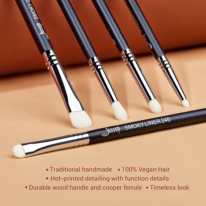 Jessup Eyeshadow Brush Set 7pcs Fluffy Eye Makeup Brushes for Eye Shadow Blending Shader Crease Concealer Black T334-Velvo Beauty