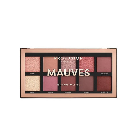 Profusion Cosmetics 10 Shade Eyeshadow Palette - High Pigmented Multi-Finish Colors, Vegan & Cruelty-Free, Create Stunning Looks On-the-Go - Travel-Friendly & Versatile Makeup, Mauve Hues-Velvo Beauty