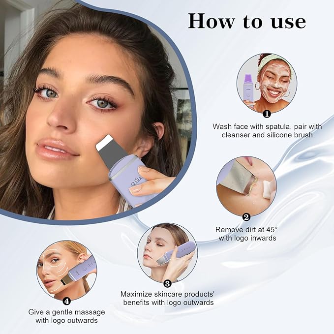 GUGUG Skin Scrubber Face Spatula Skin Spatula Pore Cleaner Blackhead Remover Tools for Facial Deep Cleansing-4 Modes, Purple-Velvo Beauty