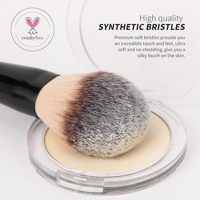 DUcare Foundation Brush Contour Bronzer Double Ended Makeup Brush for Blending Liquid Powder Concealer Cream Blush Buffe Black-Velvo Beauty