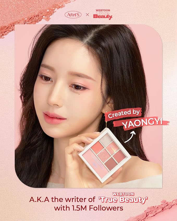 AMTS x True Beauty Edition - Some Love EyeShadow Makeup Palette | Matte Shimmer Metallic, Long Lasting, Cheek blush, All My Things, K Beauty, Pink Gold makeup-Velvo Beauty