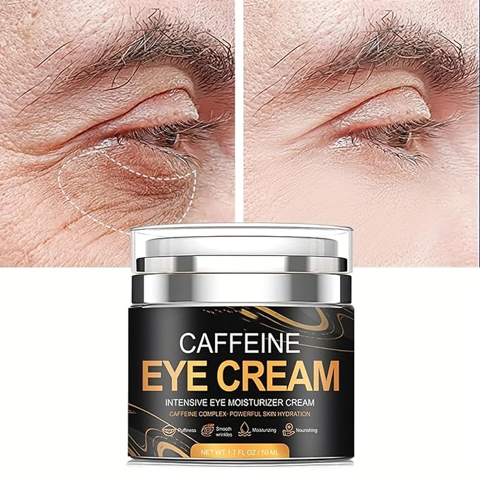 Caffeine Eye Cream for Men Anti Aging, Reduces Dark Circles, Bags, Puffiness Under Eye Cream Face Tightening Eye Lift For All Skin Types 1.7oz-Velvo Beauty