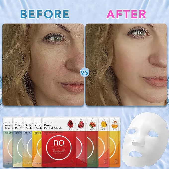 VESPRO 24 Pack Face Masks Skincare for Women, Moisturizing Face Mask Skin Care Suitable for All Skin Types, Bulk Sheet Facial Mask Gifts Set for Spa Party, Facial Masks for Women Skin Care-Velvo Beauty
