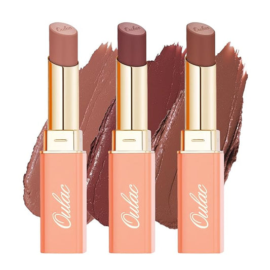 Oulac Color Rich Satin Lipstick Set For Women Red Burgundy Lipsticks High Impact Lipcolor Tinted Lip Balm, Nourishing, Satin Finish, Moisturizing Creamy Formula, Vegan Gluten Free (11+14+15)-Velvo Beauty