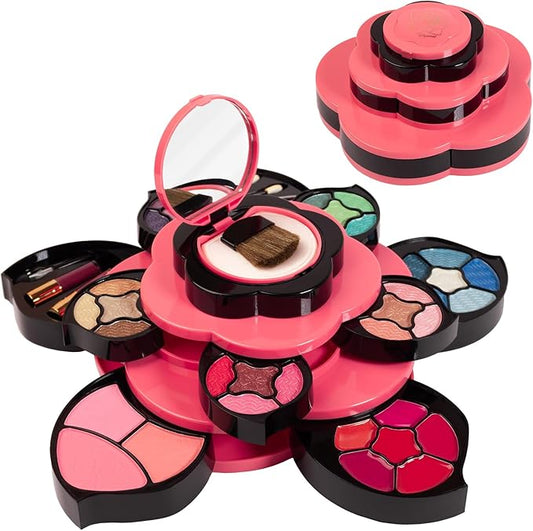 Toysical Makeup Kit for Teens - Flower Makeup Palette Gift Set for Teen Girls and Women - Makeup for Girls 10-12 - Petals Expand to 3 Tiers - Variety Shade Array - Full Starter Kit for Beginners-Velvo Beauty