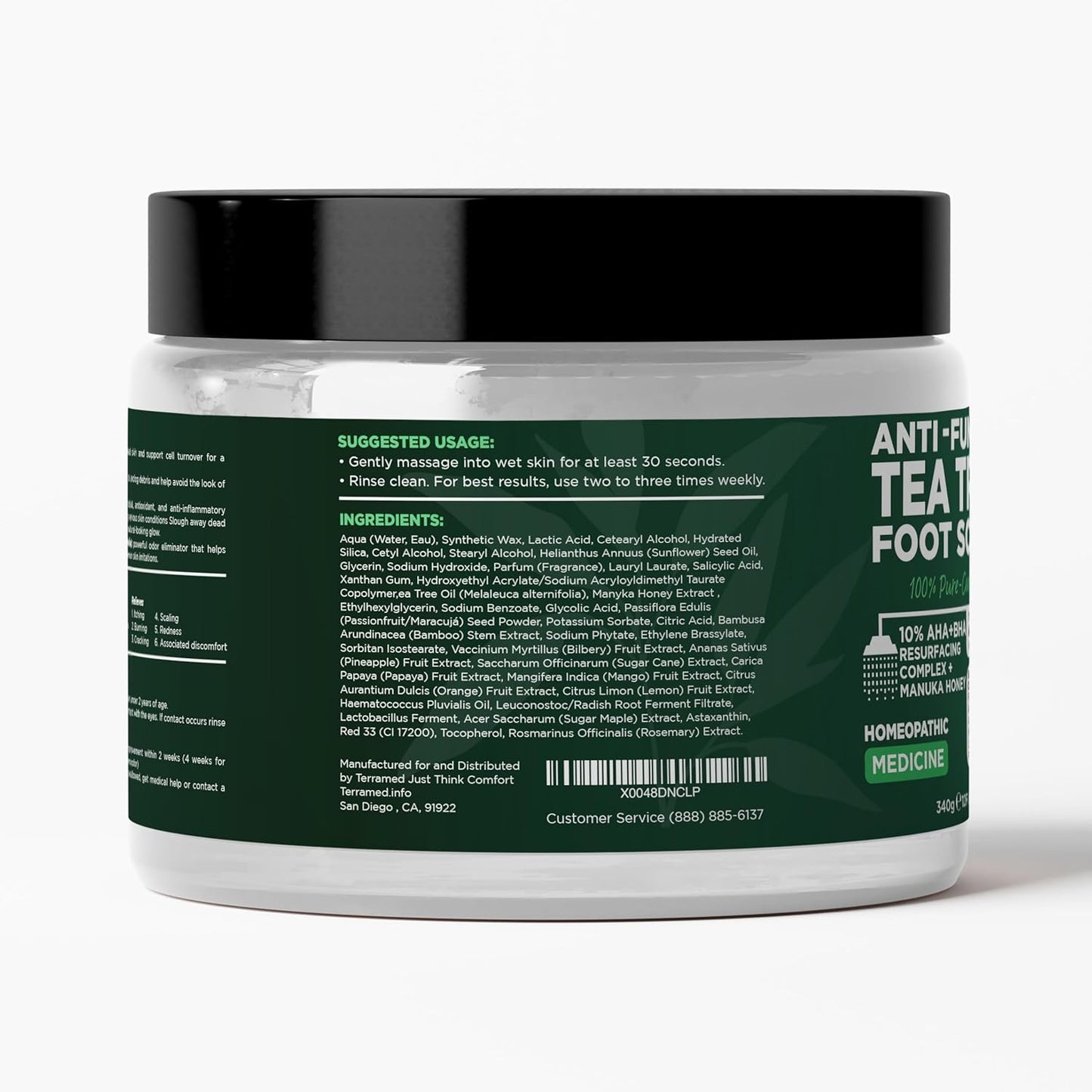 Foot Scrub with Tea Tree Oil | Callus Remover For Feet | Exfoliating Scrub with Salicylic and Glycolic Acid for Dead Skin, Athlete’s Foot, Warts, Corns, Rashes, Foot Odor, Insect Bites and Foot Care-Velvo Beauty