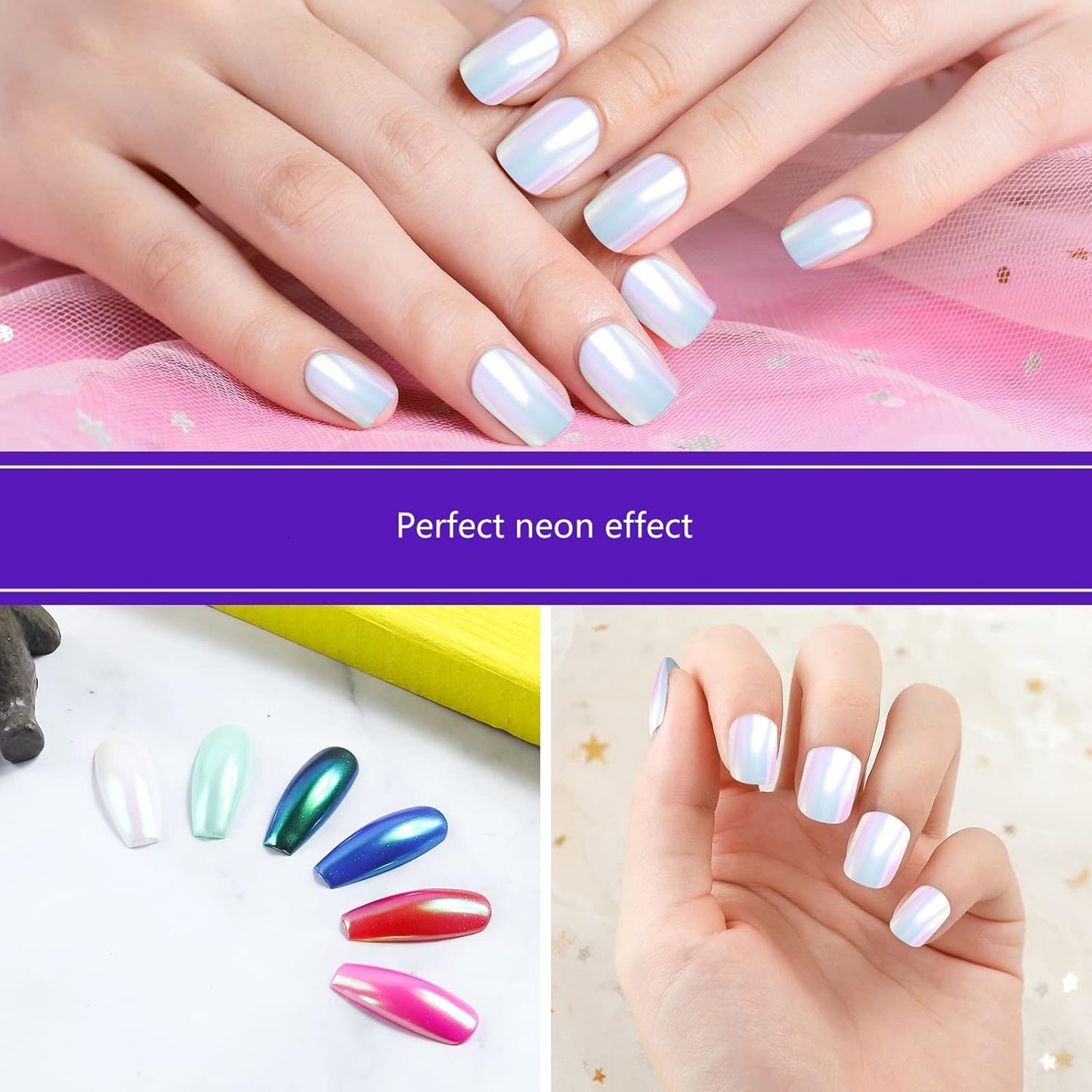 Artdone Chrome Nail Powder,Unicorn Mermaid Aurora Nail Powder,Iridescent Chameleon Effect Nail Color Metallic Mirror Chrome Powder Kit for Nail Art Gel Polish kit…-Velvo Beauty