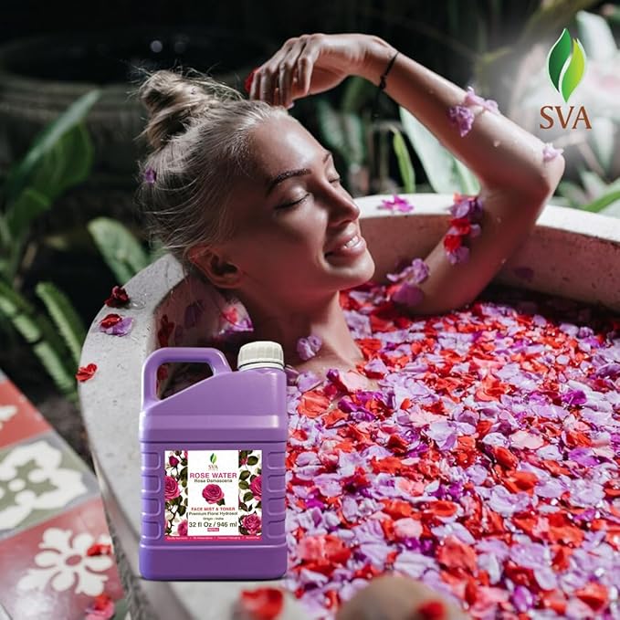 SVA Rose Water - 32 Fl oz - Refreshing Rose Water Spray for Skin Care, Skin Hydration, Bath, Soaps, Haircare & Aromatherapy-Velvo Beauty