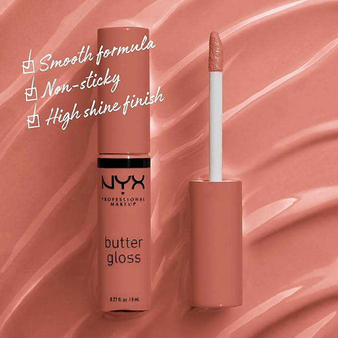 NYX PROFESSIONAL MAKEUP Butter Gloss Brown Sugar, Non-Sticky Lip Gloss - Sugar High (Peachy Light Nude)-Velvo Beauty