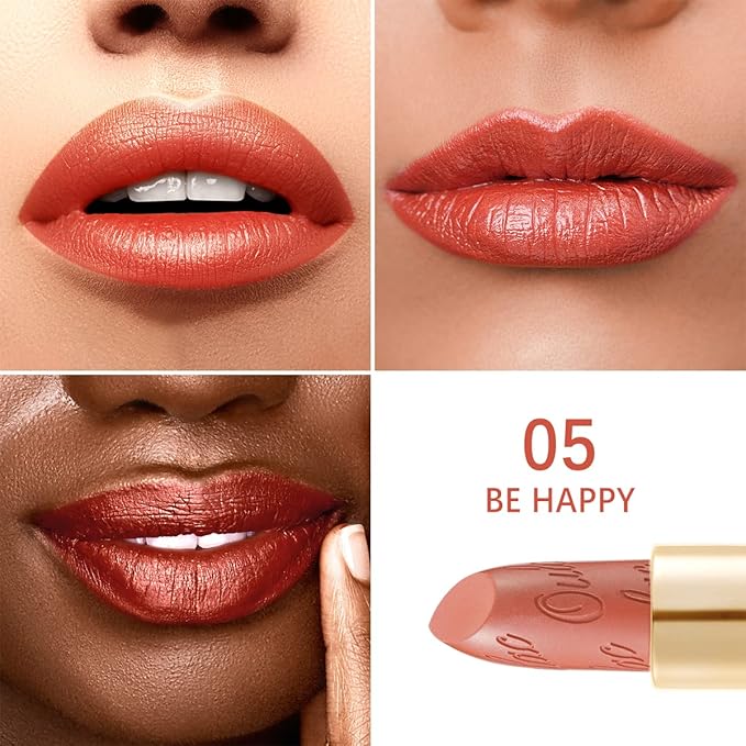 Oulac Metallic Orange & Coral Pink Lipstick Set - 2PCS Vegan Lightweight Hydrating Formula with High Impact Lip Color for Full Coverage Lip Makeup, Christmas Gifts for Women, 05+25-Velvo Beauty