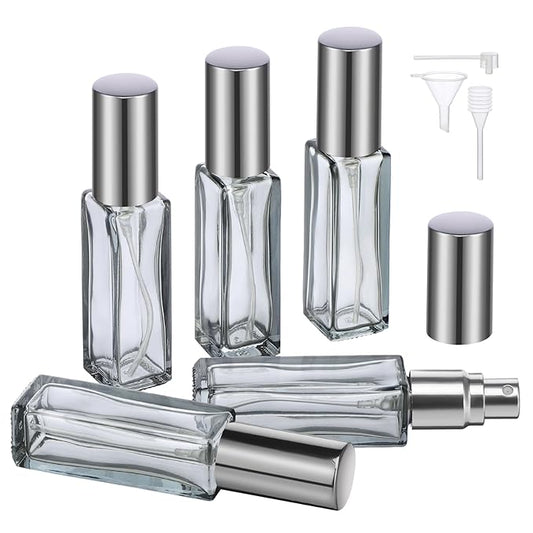 Segbeauty Travel Perfume Bottle Refillable, Empty Mini Portable Perfume Atomizer with Funnel, 5 Set of 10ML Glass Spray Bottle Fine Mist Leak-proof Sprayer Travel Sample Bottles for Cologne Fragrance-Velvo Beauty