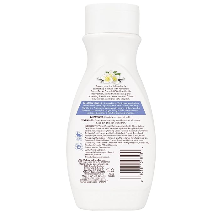 Palmer's Cocoa Butter Formula Tahitian Vanilla Body Lotion, 8.5 Oz, Daily Moisturizing Lotion for Dry Skin with Shea Butter & Vitamin E, Hydrates & Protects, Helps Provide 48-Hour Deep Moisture-Velvo Beauty