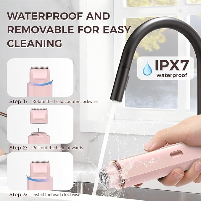Bikini Trimmer for Women, 2 in 1 Electric Razors for Women, IPX7 Waterproof, USB Rechargeable Wet and Dry Shaver, Suitable for Hair Removal All Over The Body-Velvo Beauty