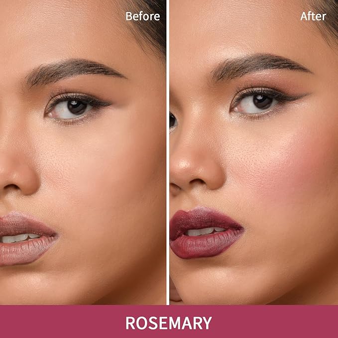 Blush Stick, Cream Blush for Cheeks and Lip Tint, Dewy Finish, Buildable & Blendable Color, Lightweight & Long-Lasting Formula| Rosemary-Mauve & Angled Blush Brush(0.53fl.oz)-Velvo Beauty