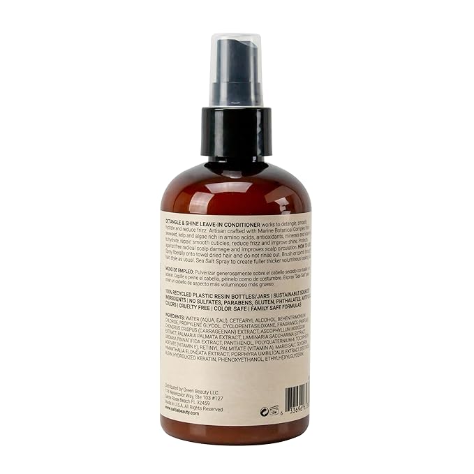 Leave-In Conditioner, 8.5 fl. Oz/250ml - Seaweed, Kelp & Algae Enriched Detangle & Shine Hair Treatment -Ideal For Frizzy and All Hair Type , Protects Scalp-Velvo Beauty