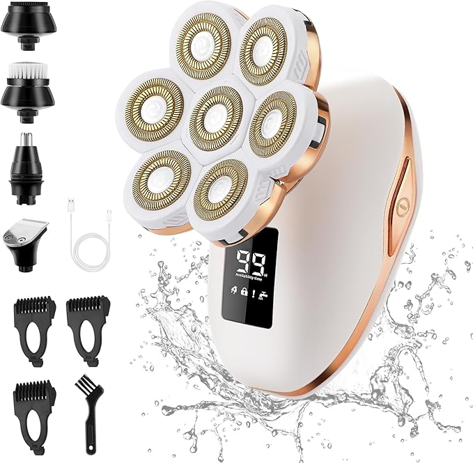 Electric Razors for Women, 7D Electric Shaver for Women, 5 in 1 Lady Shavers, Wet/Dry Bikini Trimmer, Rechargeable Facial Hair Removal, Painless Face Razor for Arms Legs Armpit Pubic Area-Velvo Beauty