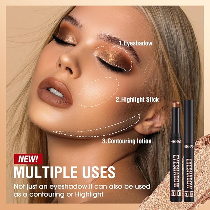 Jolilab Eyeshadow Stick Set, 8 Colors Matte Professional Bright-Colored Contouring and Highlight Eyeshadow Stick, Cream Waterproof Long Lasting High Pigmented Eye Shadow. (8, EYESHADOW B)-Velvo Beauty